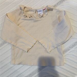 Zara Kids Beige Long Sleeve Tee with Ruffle